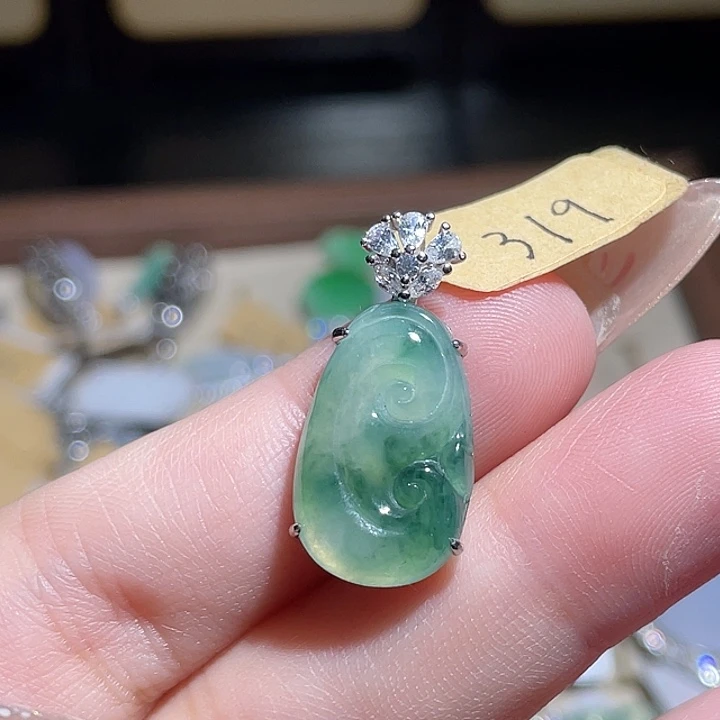 翡翠银S925镶嵌颈饰