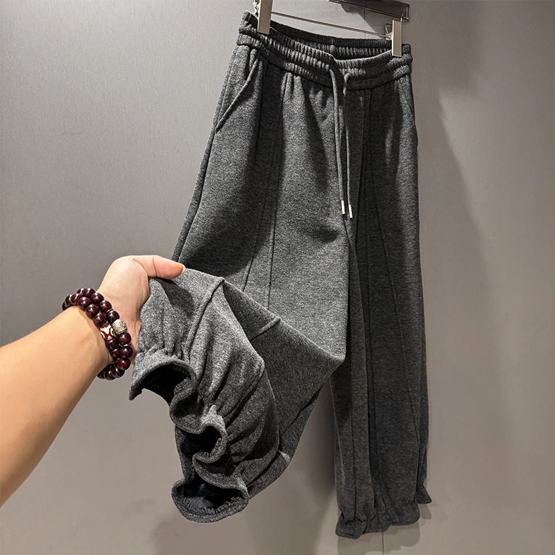 设计感花苞裤木耳花边高腰九分阔腿灯笼裤小个子裤子女加绒加厚