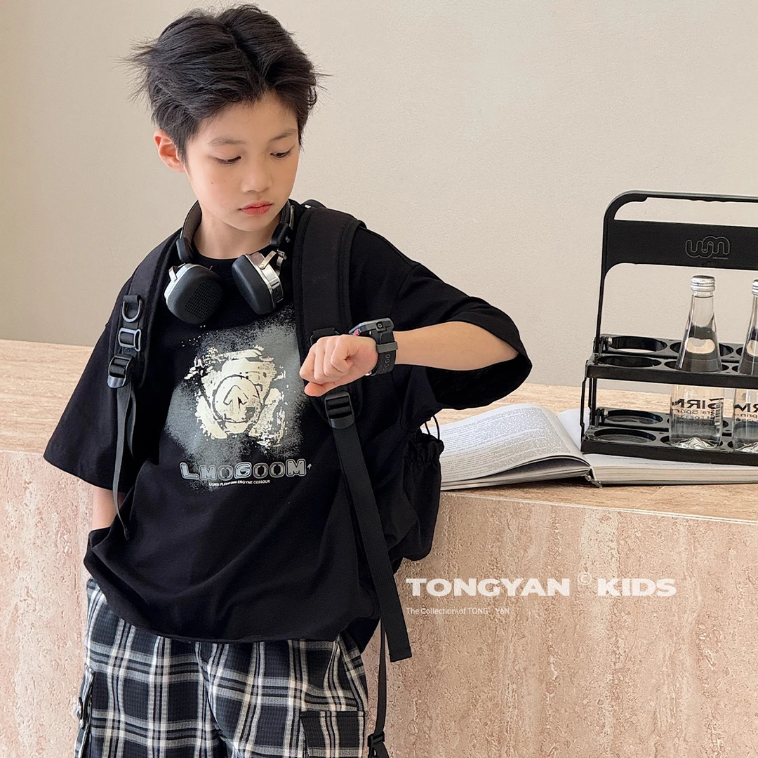 男童短袖T恤夏装自制潮牌童装中大童五分袖帅气儿童半袖酷TY02999