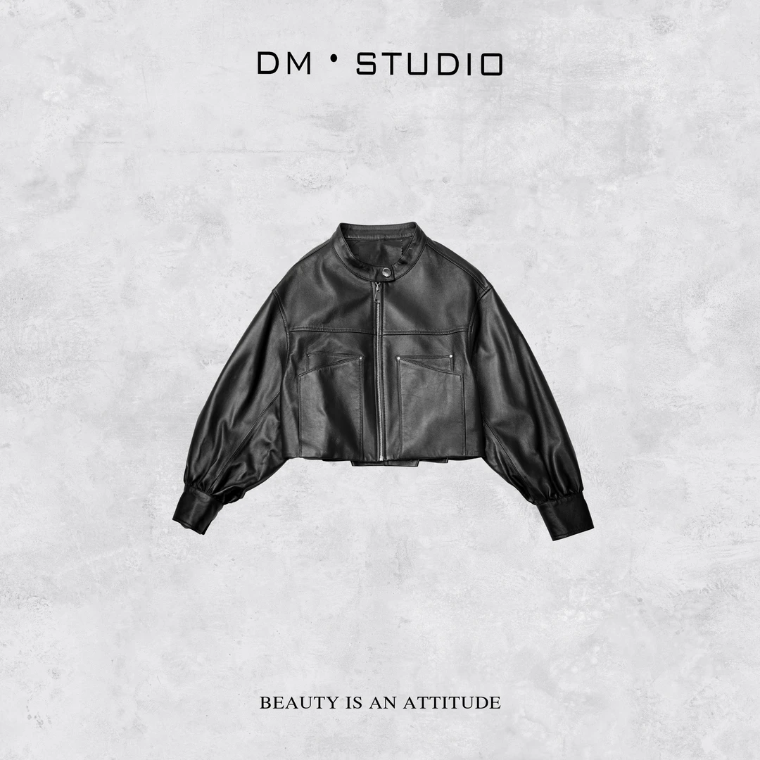 DEDM-DM•STUDIO/小众复古轻奢高级感精致A级拉链皮衣外套（2516）