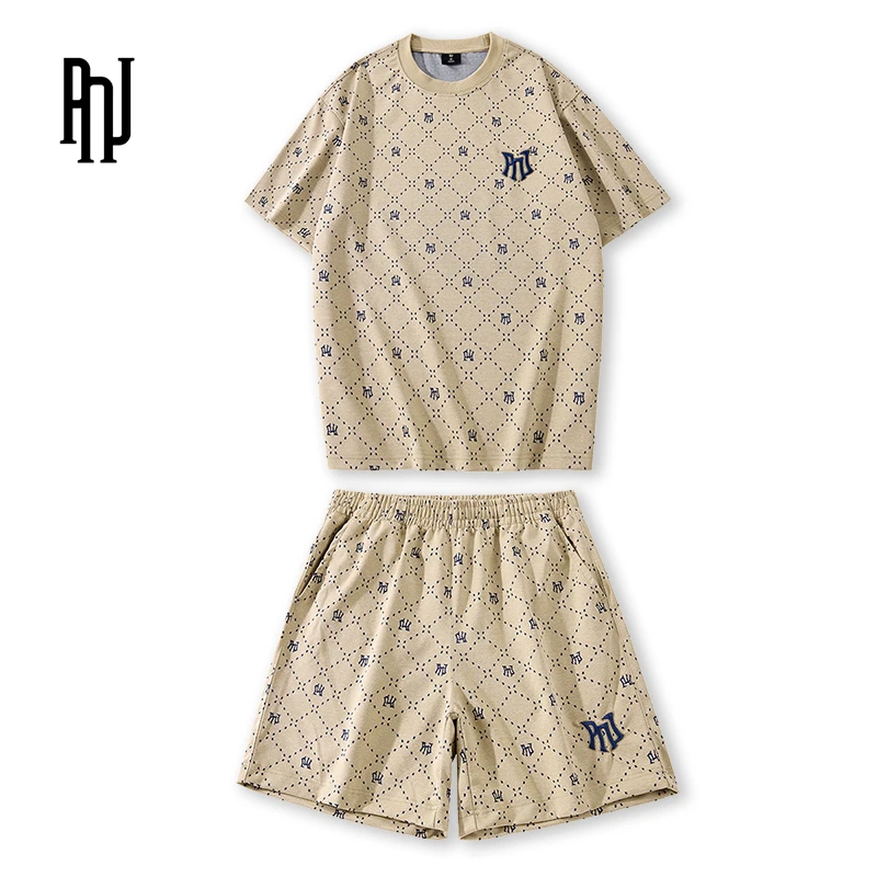 夏季休闲情侣宽松满印潮流短袖套装PC3H2041