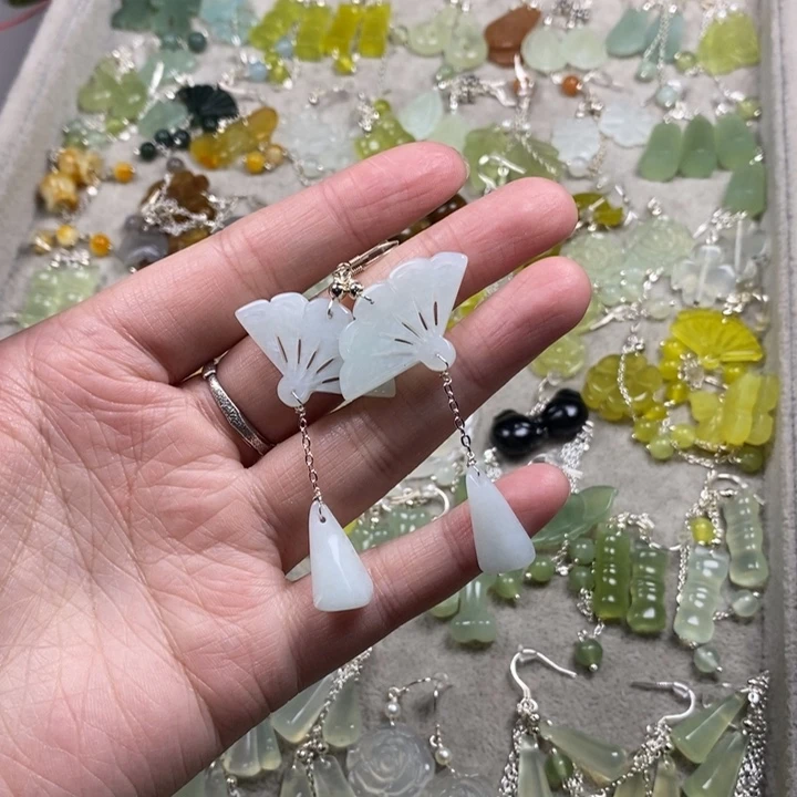 蛇纹石玉未镶嵌挂件耳饰耳环项链