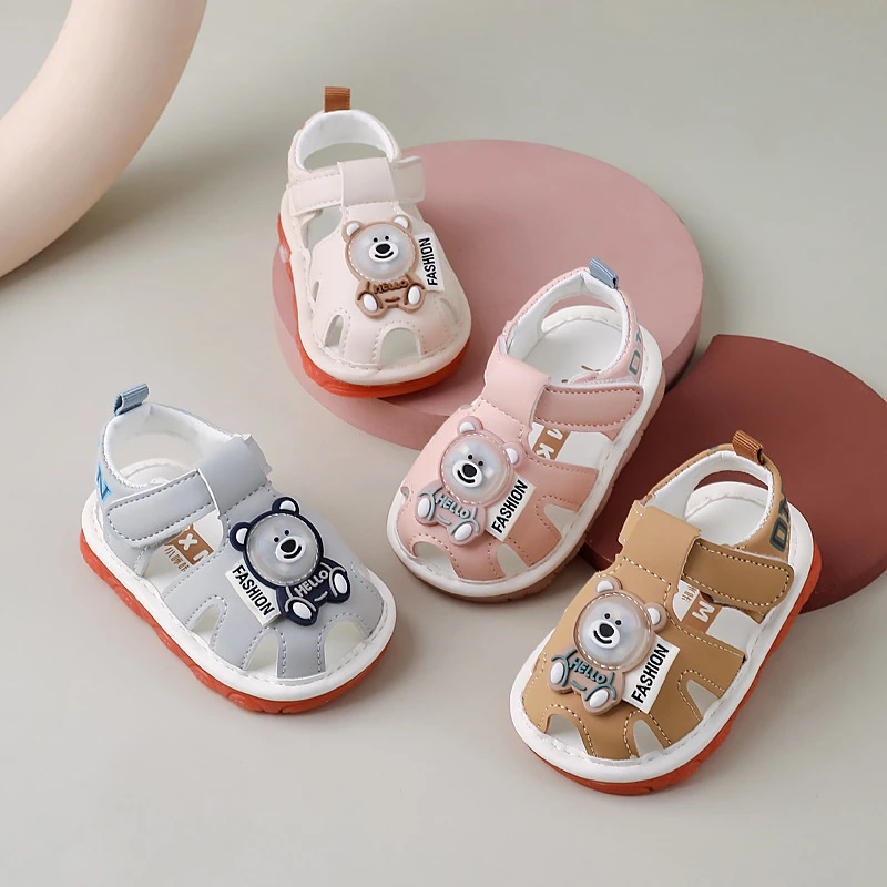 宝宝叫叫凉鞋夏季儿童鞋子婴幼儿学步鞋软底防滑0-2岁男女闪灯鞋