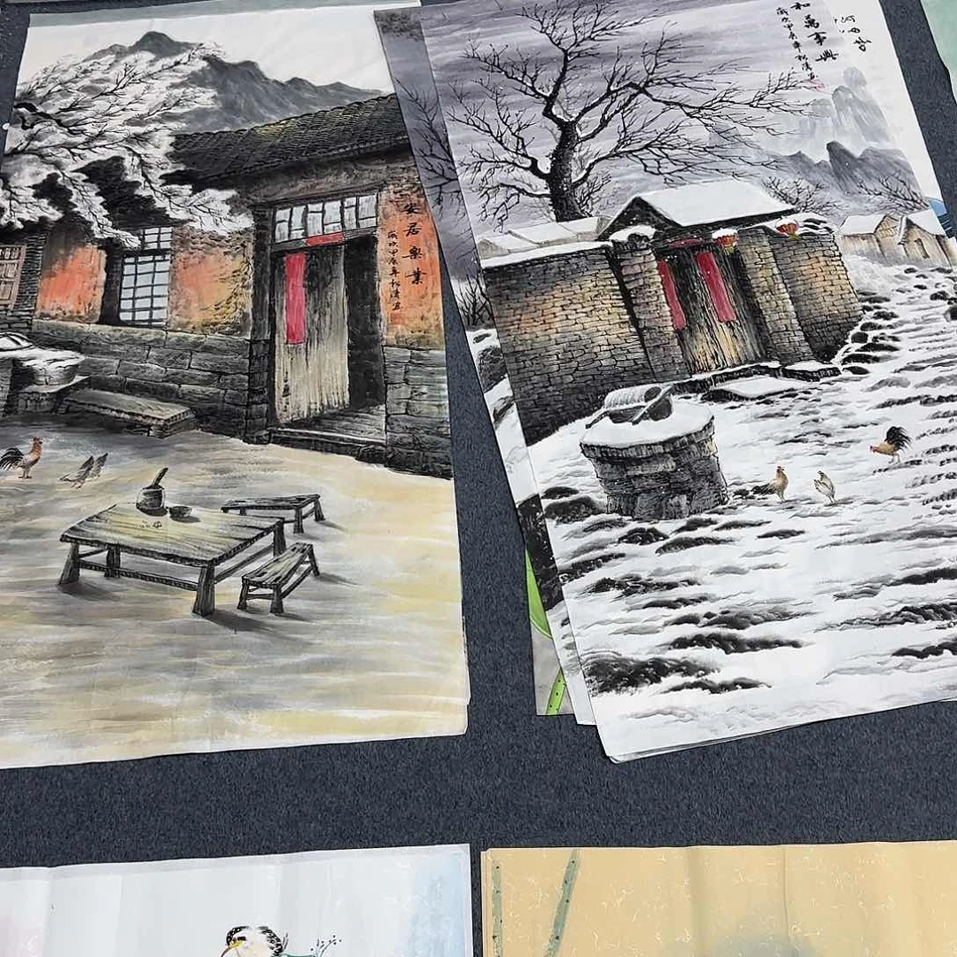国画镜**童尺寸70X138手绘作品