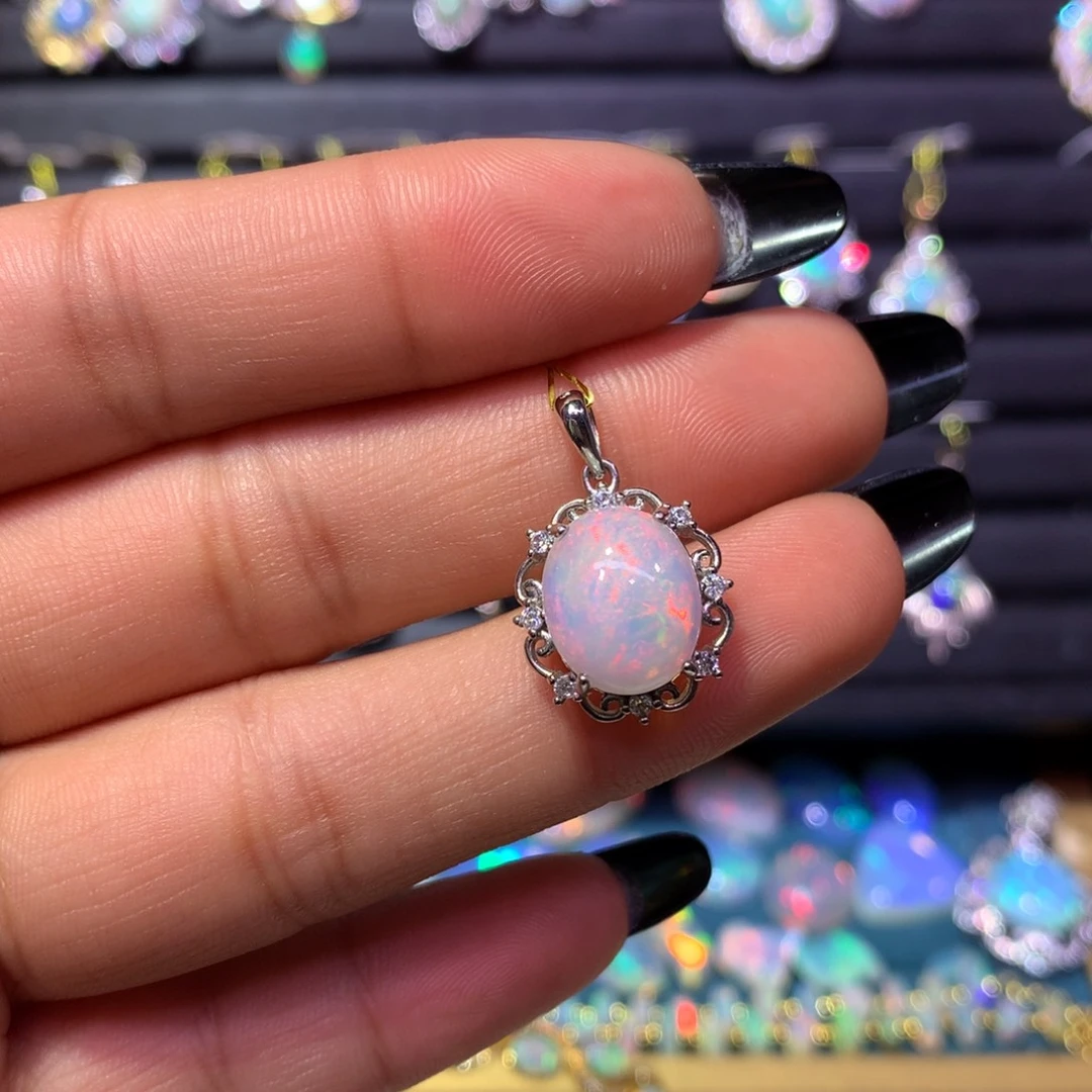 欧泊银S925镶嵌吊坠款