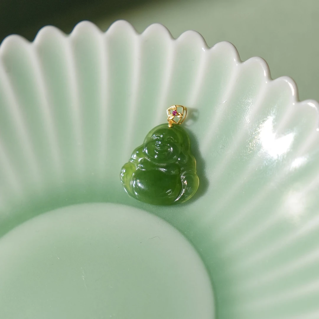 和田玉佛公吊坠-18K金-GY28-BK|BHT5