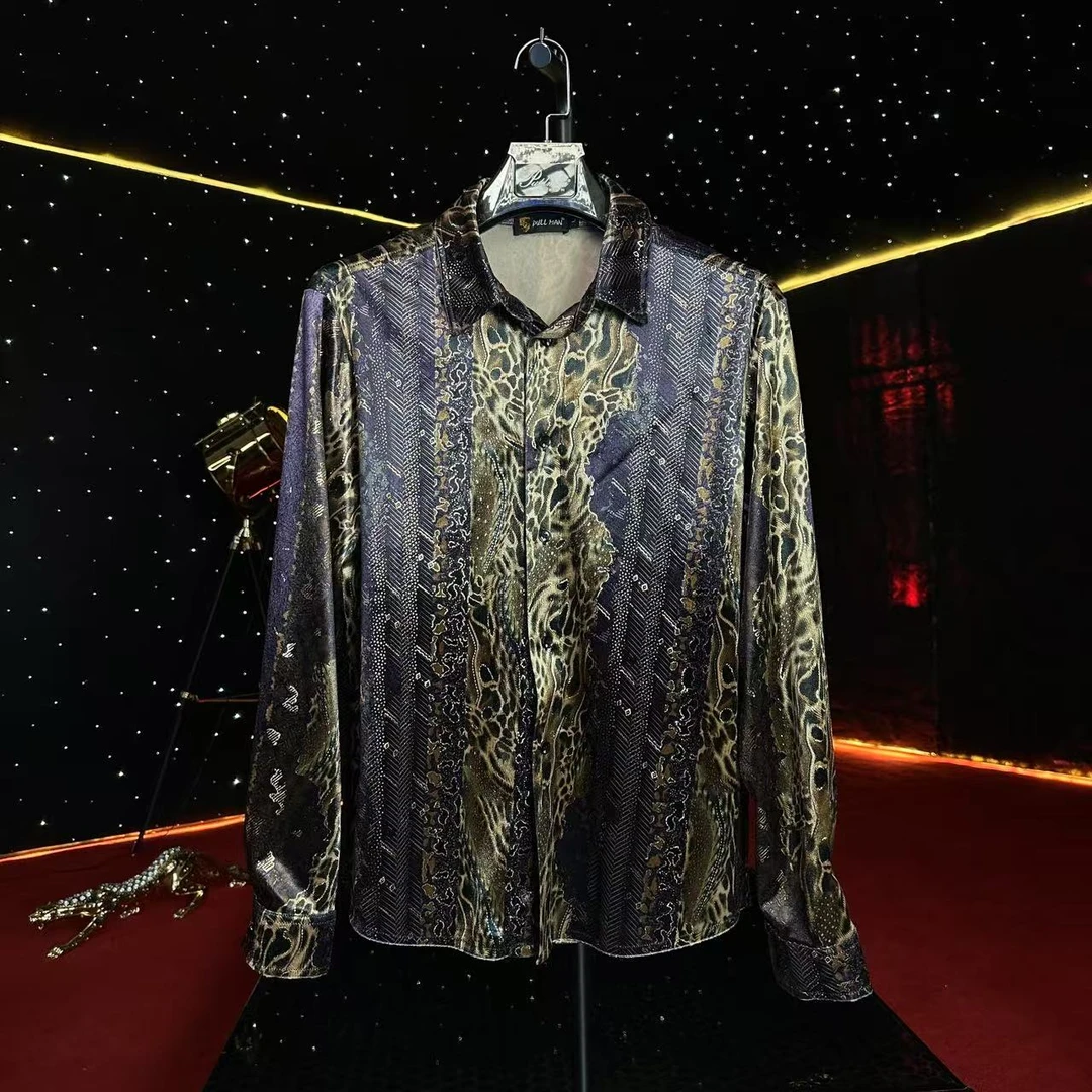 【设计】金蛇飞舞 蛇纹设计 春季新款轻奢衬衣夹克外套男士