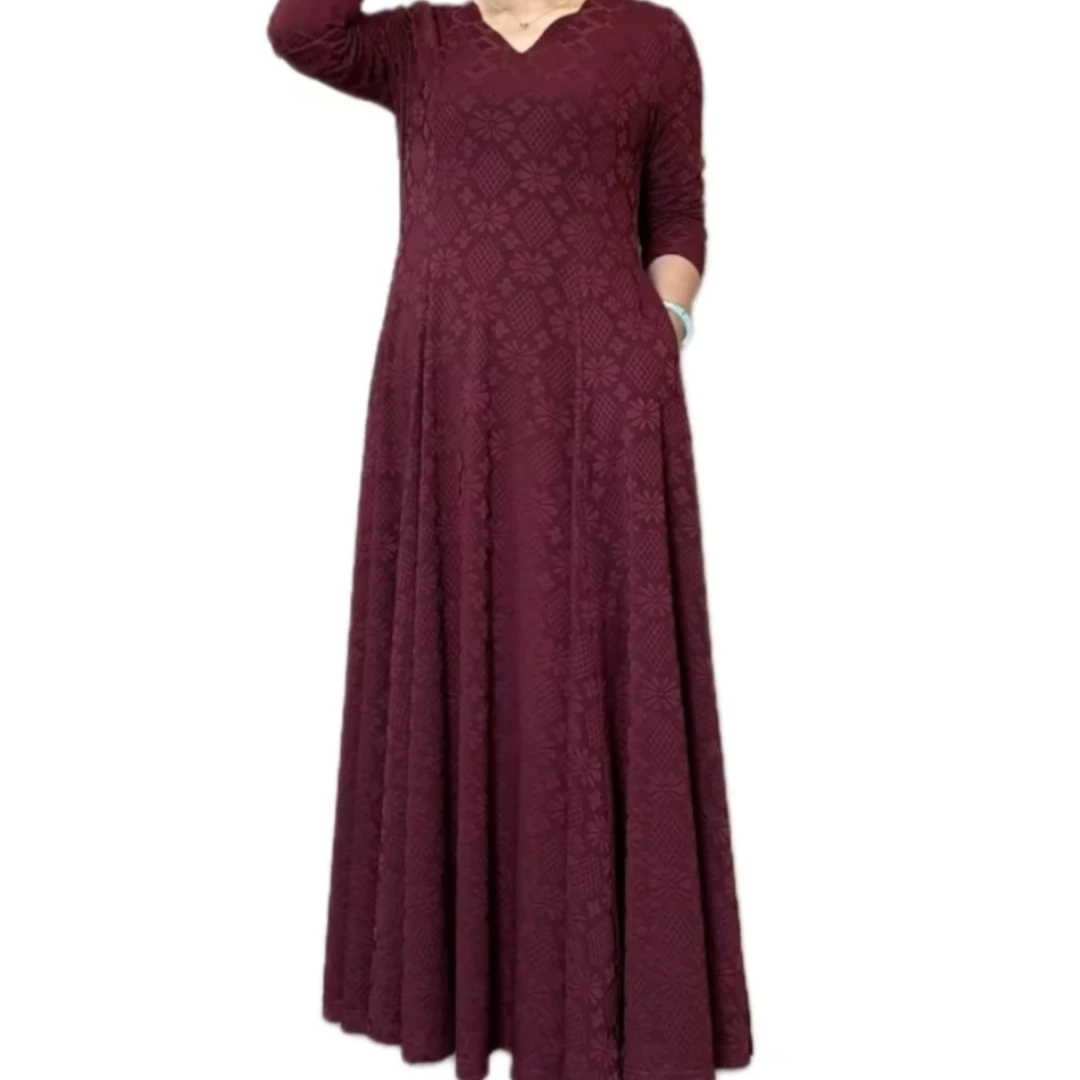 长袖纯色不褪色星空显瘦连衣裙气质长款时尚复古长裙优雅网红