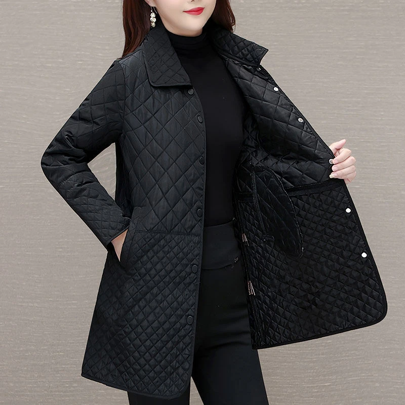 中长款棉衣外套女2025新款秋冬大码宽松显瘦妈妈秋装小香风棉服女