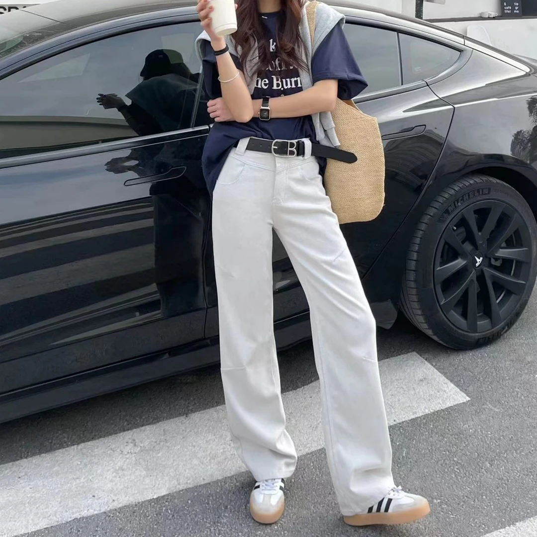 Manmi INS风复古水洗牛仔直筒裤 83523（K2↓）