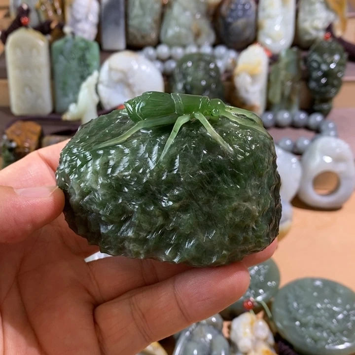 和田玉未镶嵌把件四*?