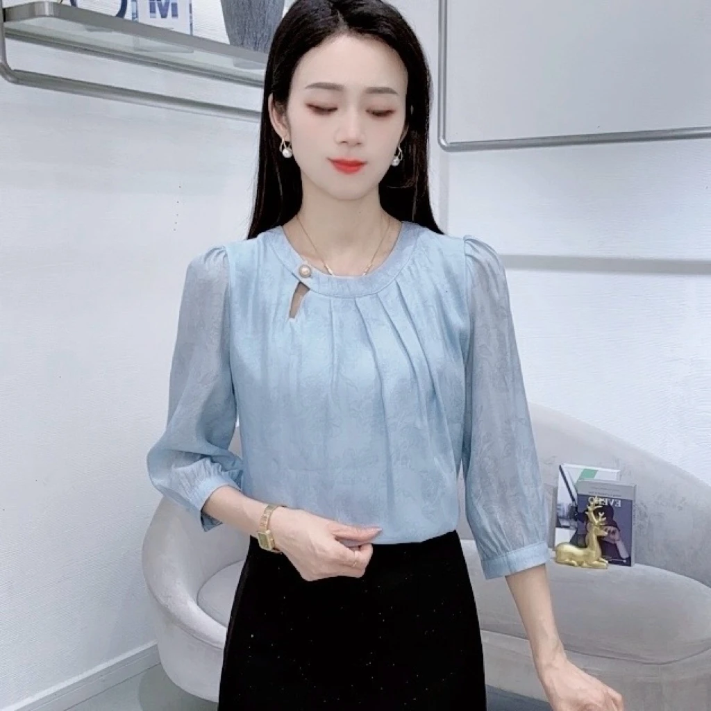 A7097新款时尚七分袖女气质减龄衬衫百搭轻职风洋气上衣