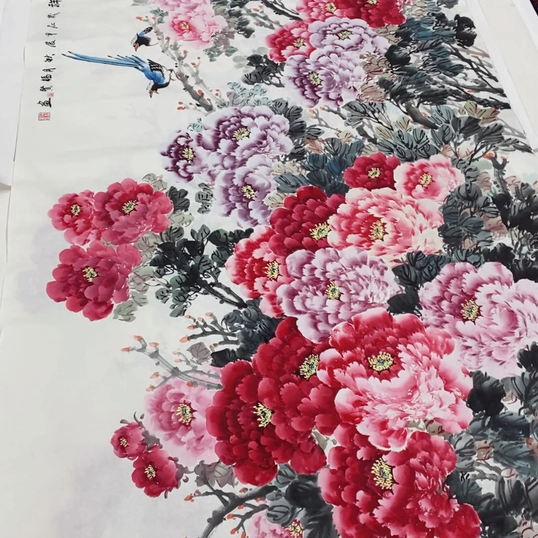 国画我***大国画花鸟八尺罗福贤琪