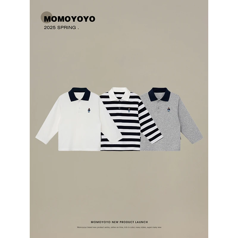 辰辰妈【多场合】儿童时尚女童百搭洋气翻领小熊刺绣polo衫 7674X