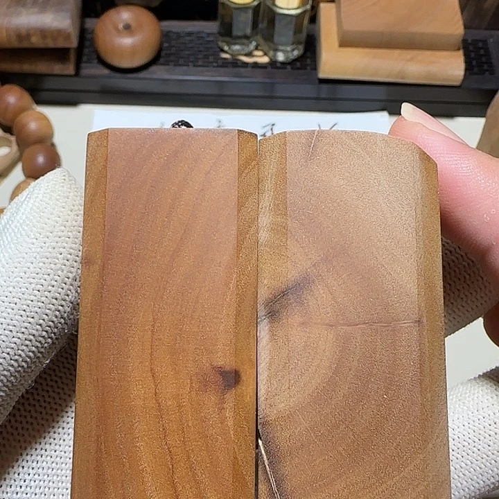 老山檀香横纹手把件约60g奶香