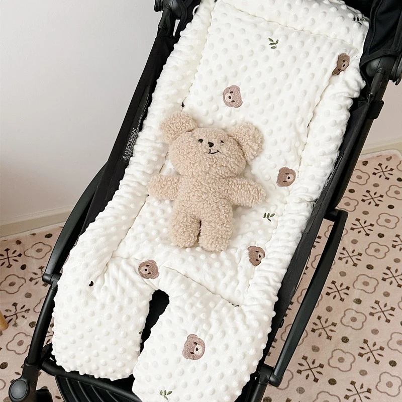 婴儿推车垫秋冬豆豆绒坐垫保暖溜娃车垫餐椅靠垫