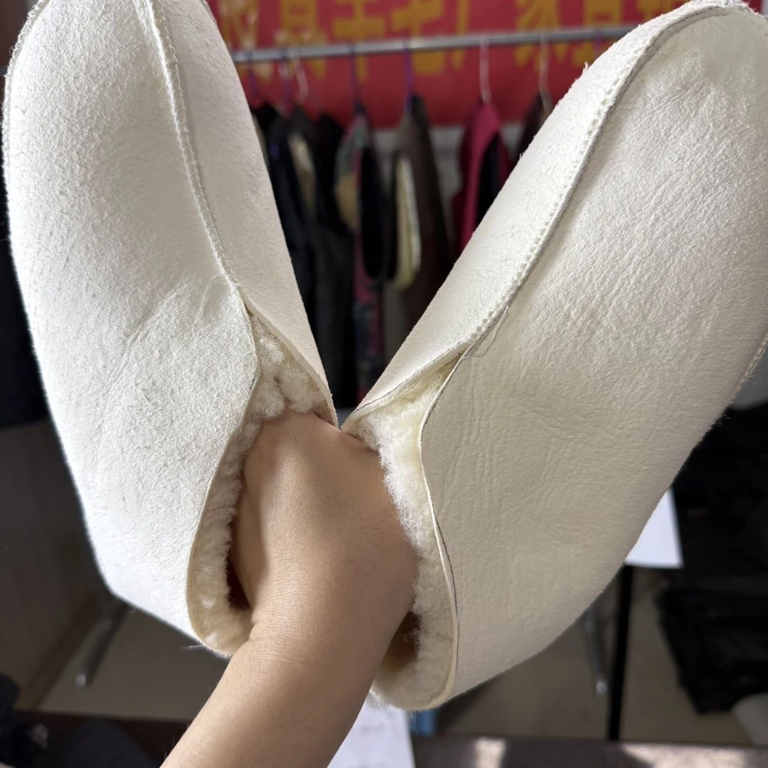 羊皮毛一体袜子雨鞋内胆地板保暖脚套冷库防寒袜