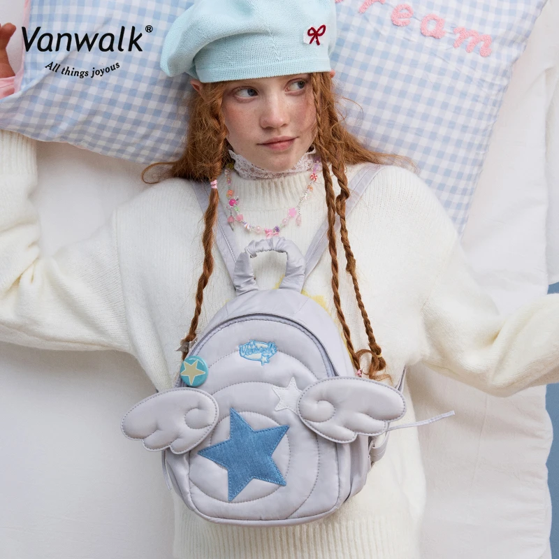 VANWALK幸运星 2025原创天使之翼休闲出游双肩包女生逛街轻便书包