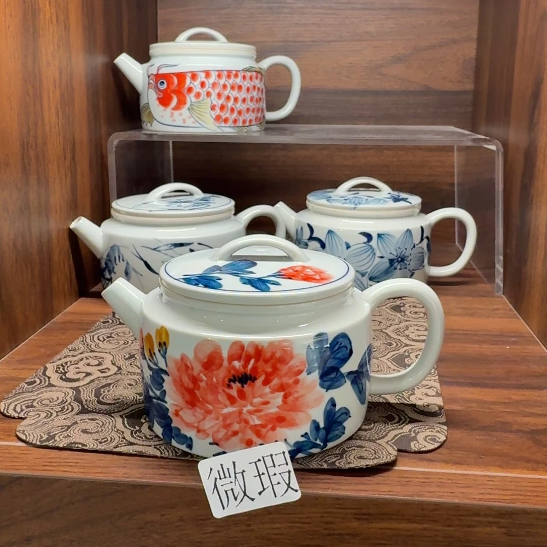 釉下手绘茶具微瑕