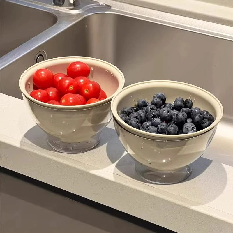 创意果盘家用沥水篮洗水果好物双层果篮食品级加厚多功能壁挂厨房