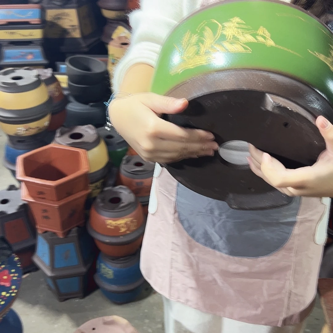 30描金球盆花盆花盆