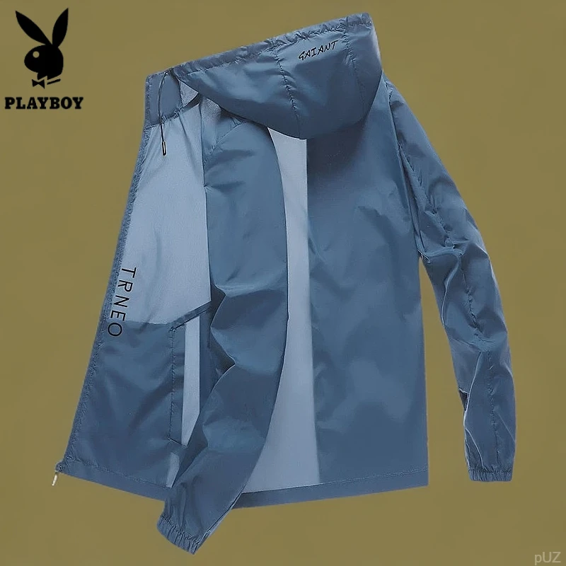 花花公子防晒衣男士钓鱼服薄款透气冰丝夹克轻薄夏季衫上薄外套男