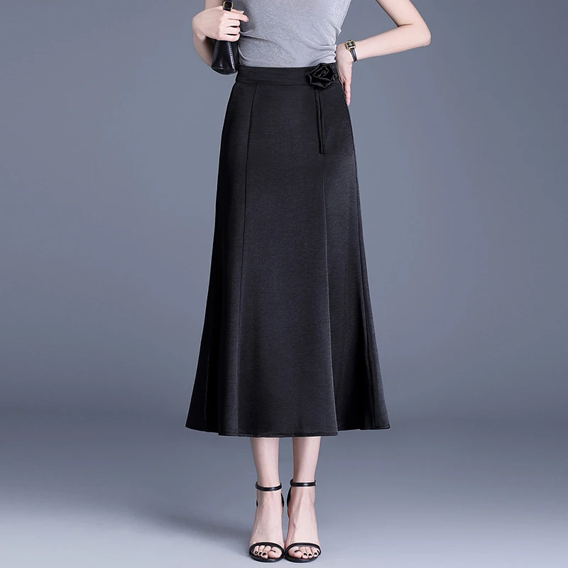 醋酸缎面半身裙女夏季2025新款高腰垂坠感鱼尾裙气质显瘦包臀长裙