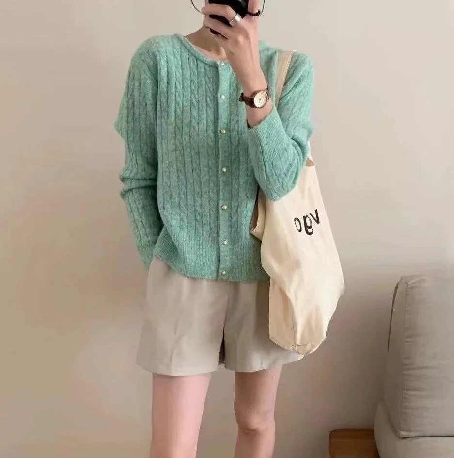 小雅姐姐 麻花编织慵懒风针织开衫 软糯高级毛衣开衫IC89