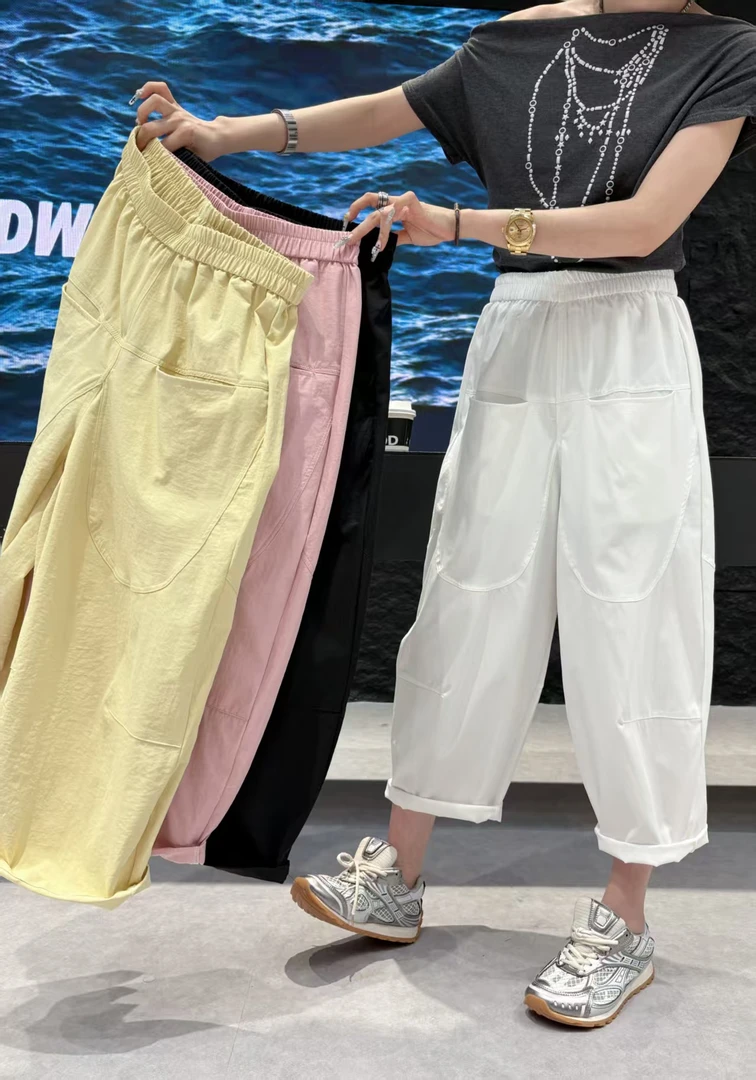 夏季新款高腰薄款百搭宽松大码九分女哈伦裤