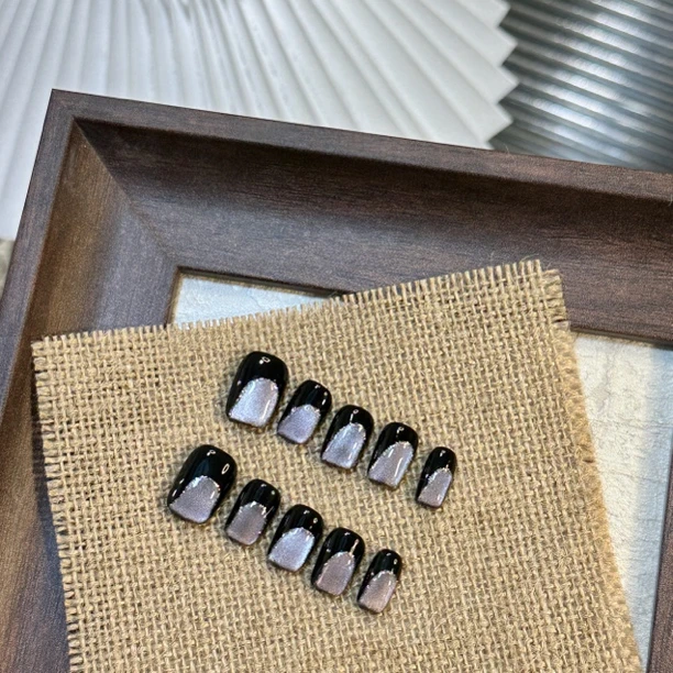 【给少年的酒】手绘秋冬猫眼显白/穿戴甲手工气质蓝色时尚复古超薄