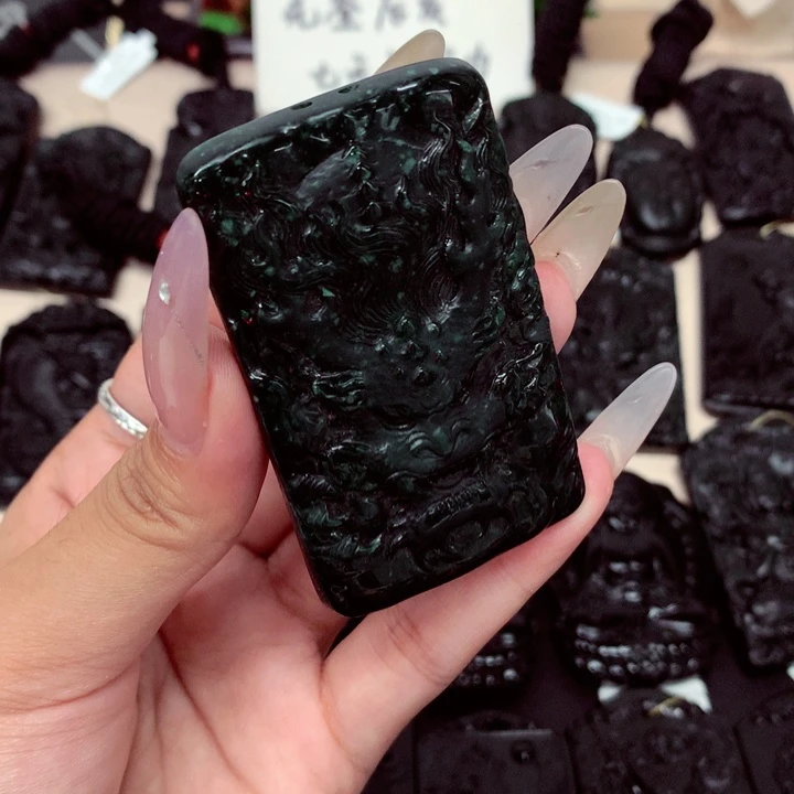 吊坠(不含链)未镶嵌翡翠天然a货钢琴黑挂件