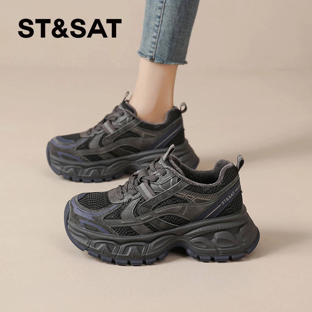 星期六厚底百搭老爹鞋2025新款冬季加绒保暖运动鞋女款爆款休闲鞋