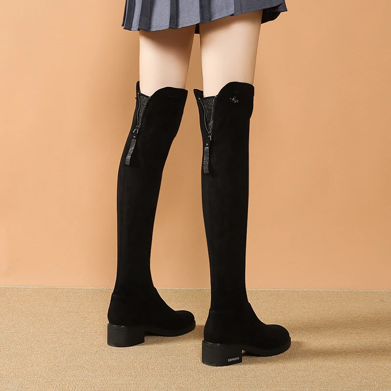 不掉筒过膝长筒靴女2025新款秋冬胖mm粗腿弹力靴女加绒高筒长靴女