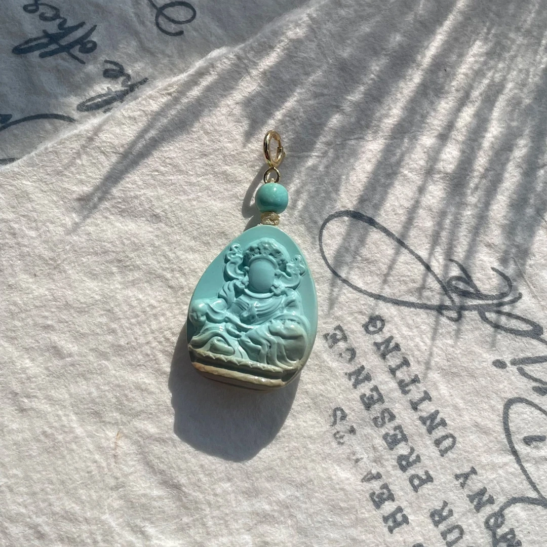 【熙么】君瑜 绿松石 吊坠 18K金镶嵌 P02D-2562多样性发其一