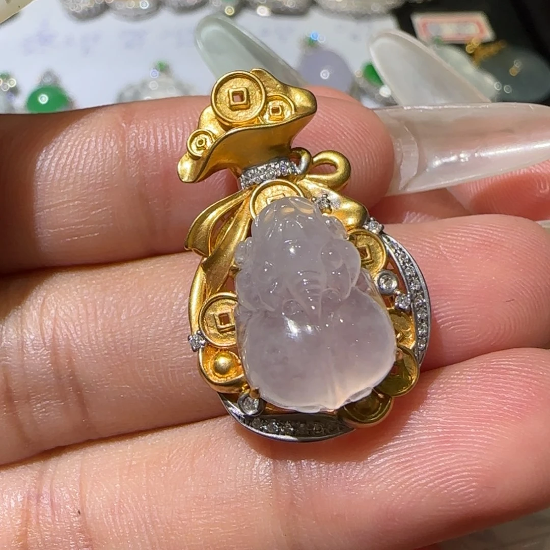 【闪购商品】翡翠18K金镶嵌颈饰天然