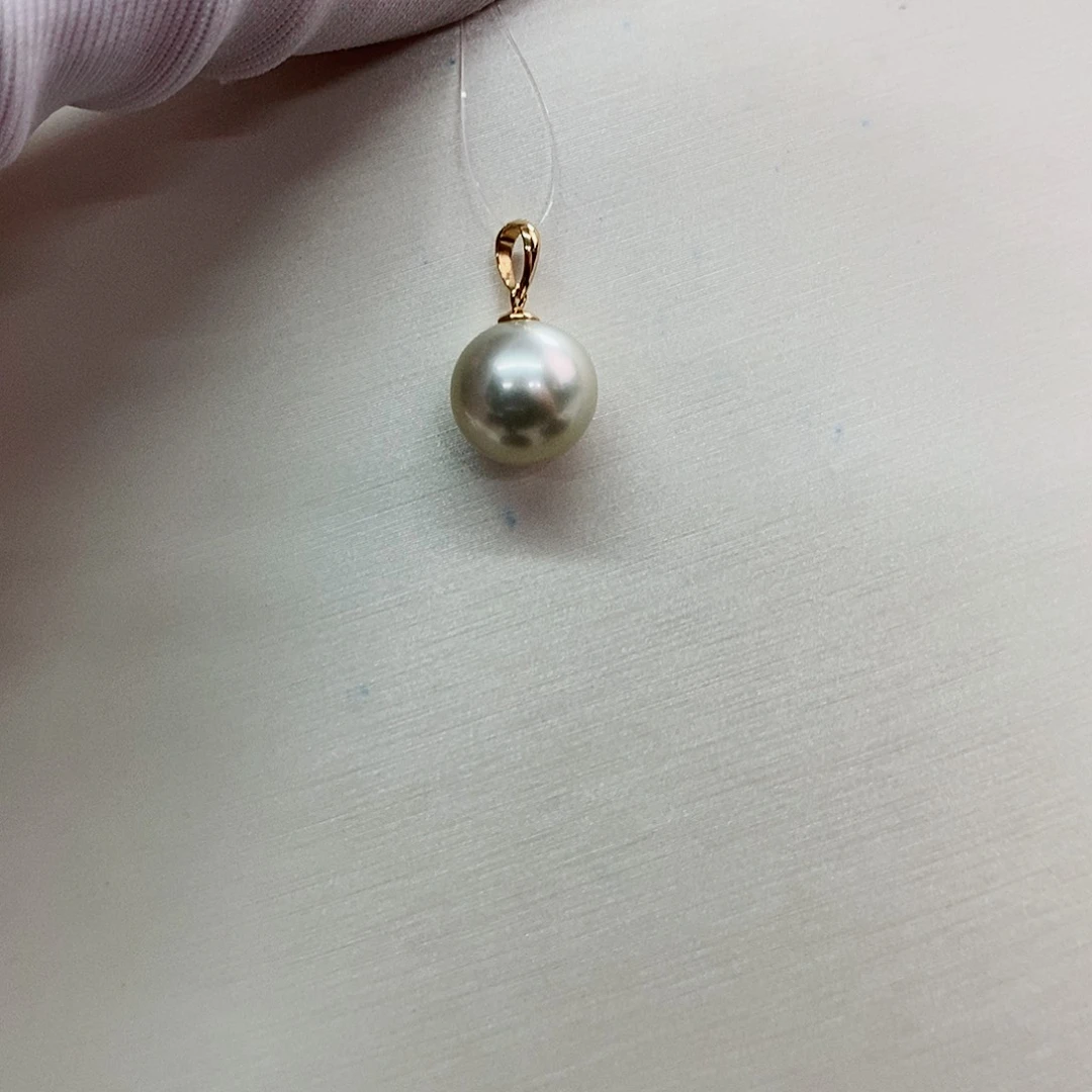 吊坠(不含链)18K金镶嵌海水珍珠9-10