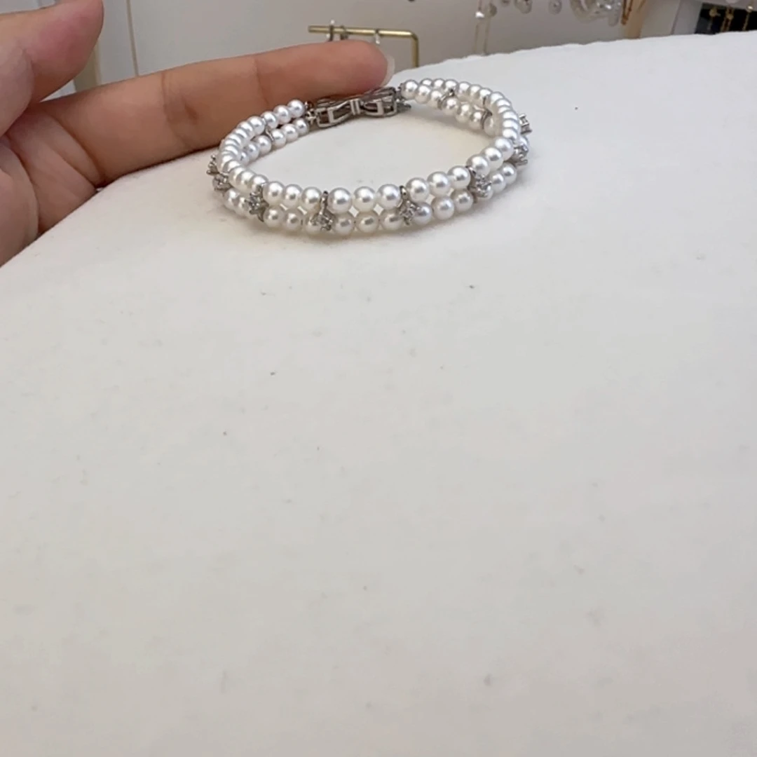 银S925镶嵌手链淡水珍珠