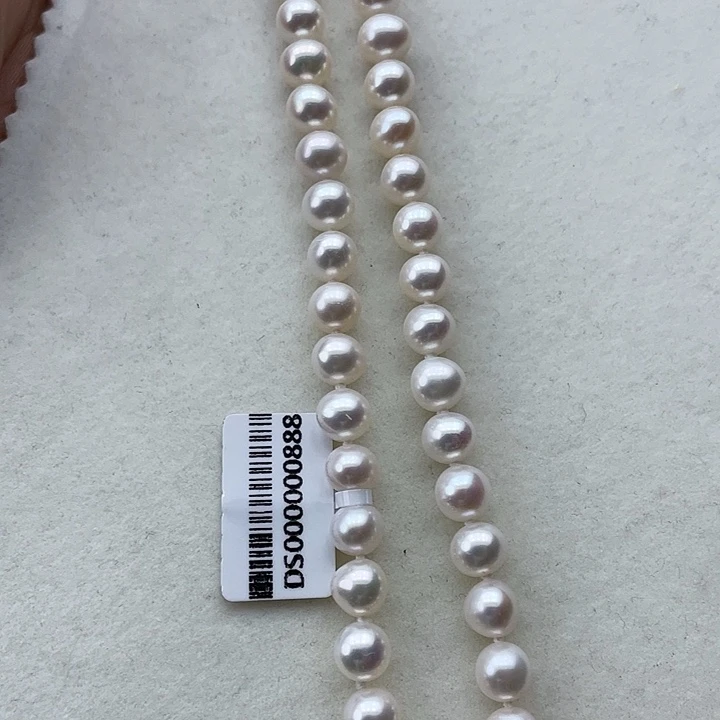 淡水珍珠颈饰银S925镶嵌卡8➕高品极光白炫彩