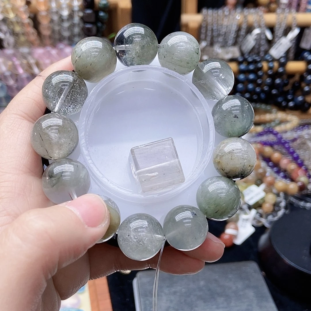 水晶手串未镶嵌瑾*灰兔毛➕方糖