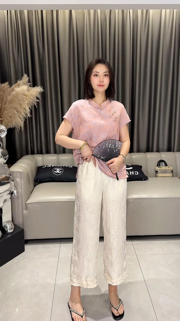 精选高定人丝九分裤时尚百搭国风