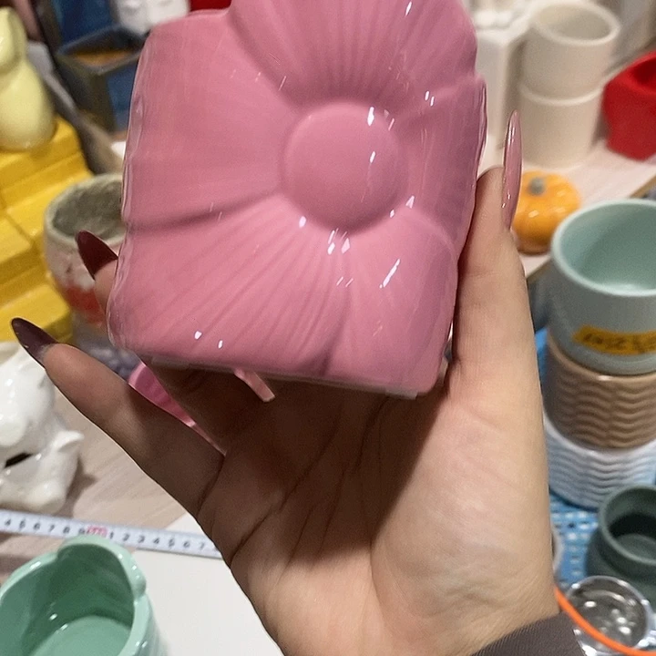 陶摆件陶瓷花盆有孔 瑕疵介意勿拍