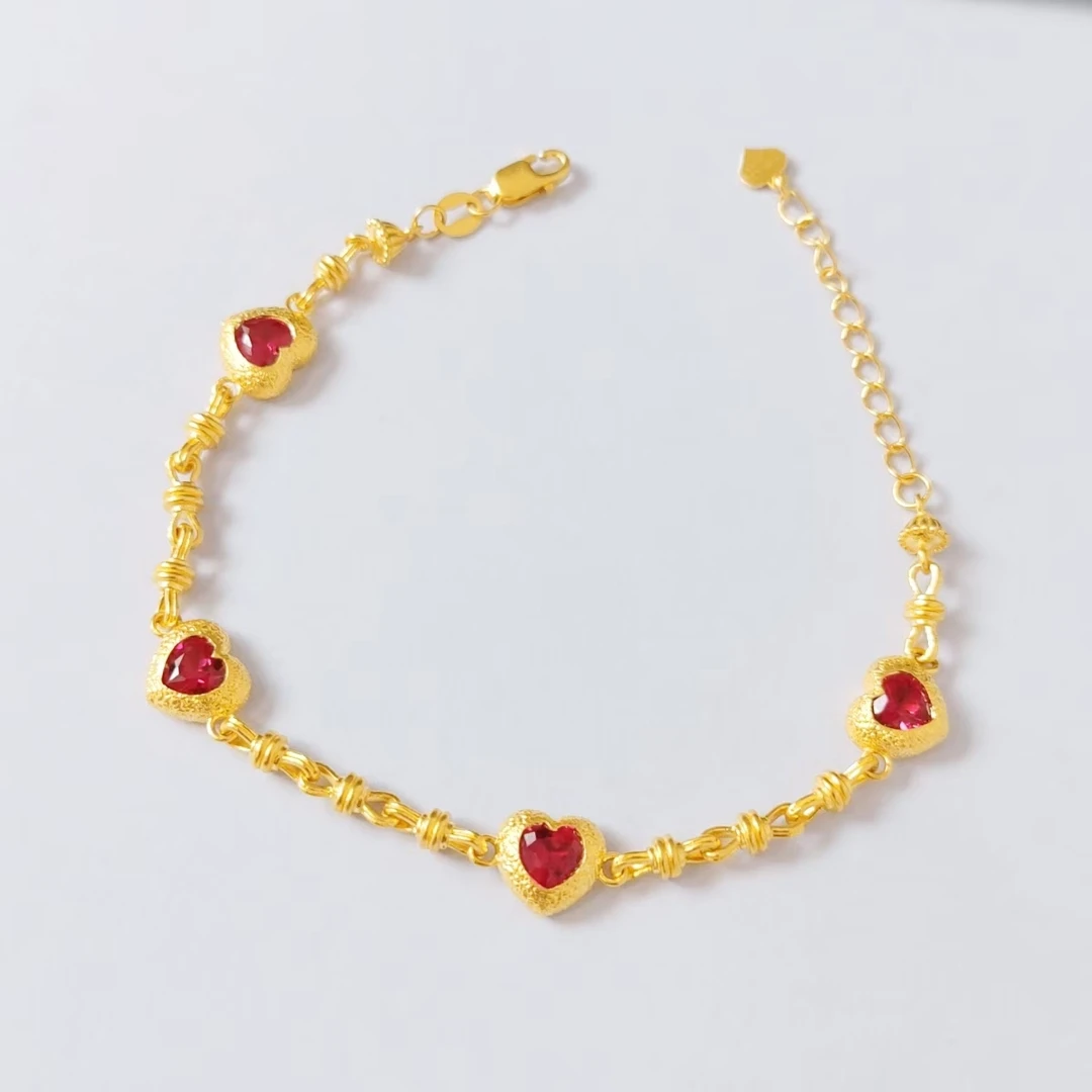 足金999 红爱心手链