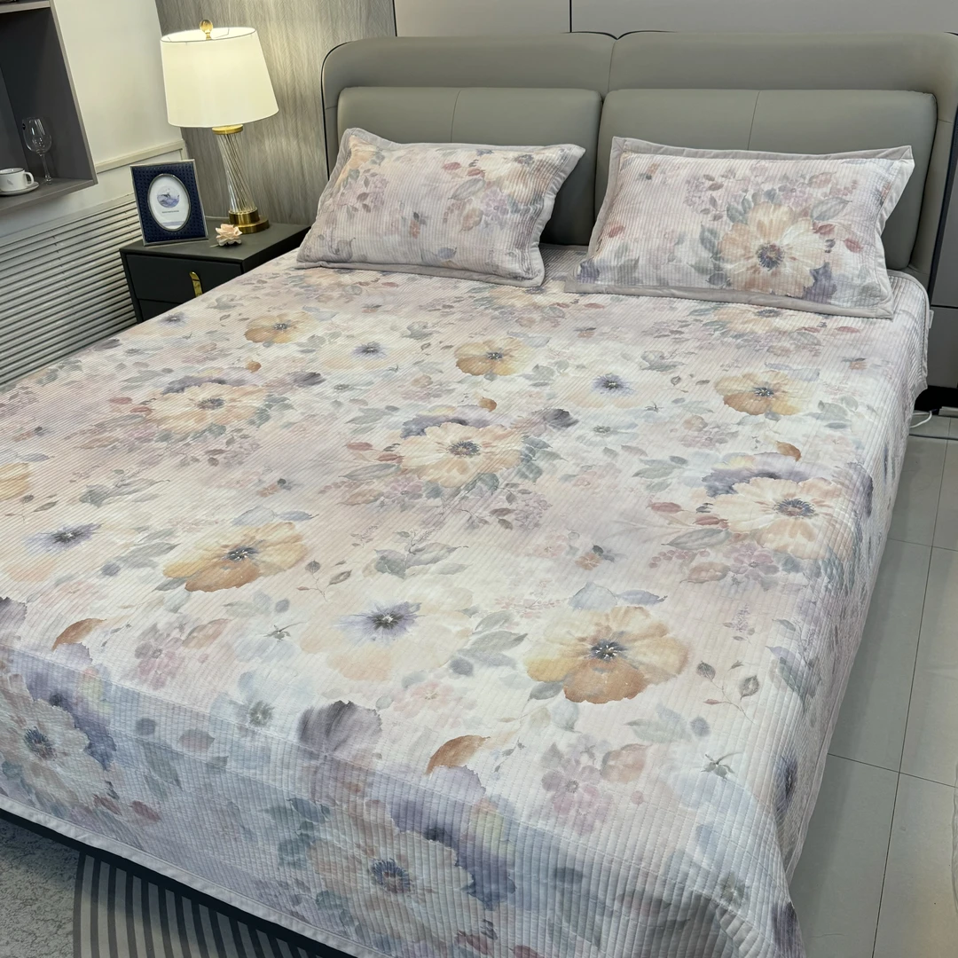 【花夜绗缝】230cm*250cm绗缝三件套双面可用（赠送同款枕套一对）