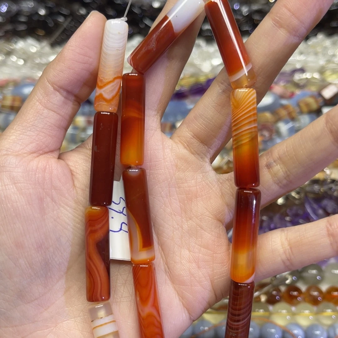 玛瑙/玉髓散珠天然蚕丝玛瑙卡8✖️30长条38厘米