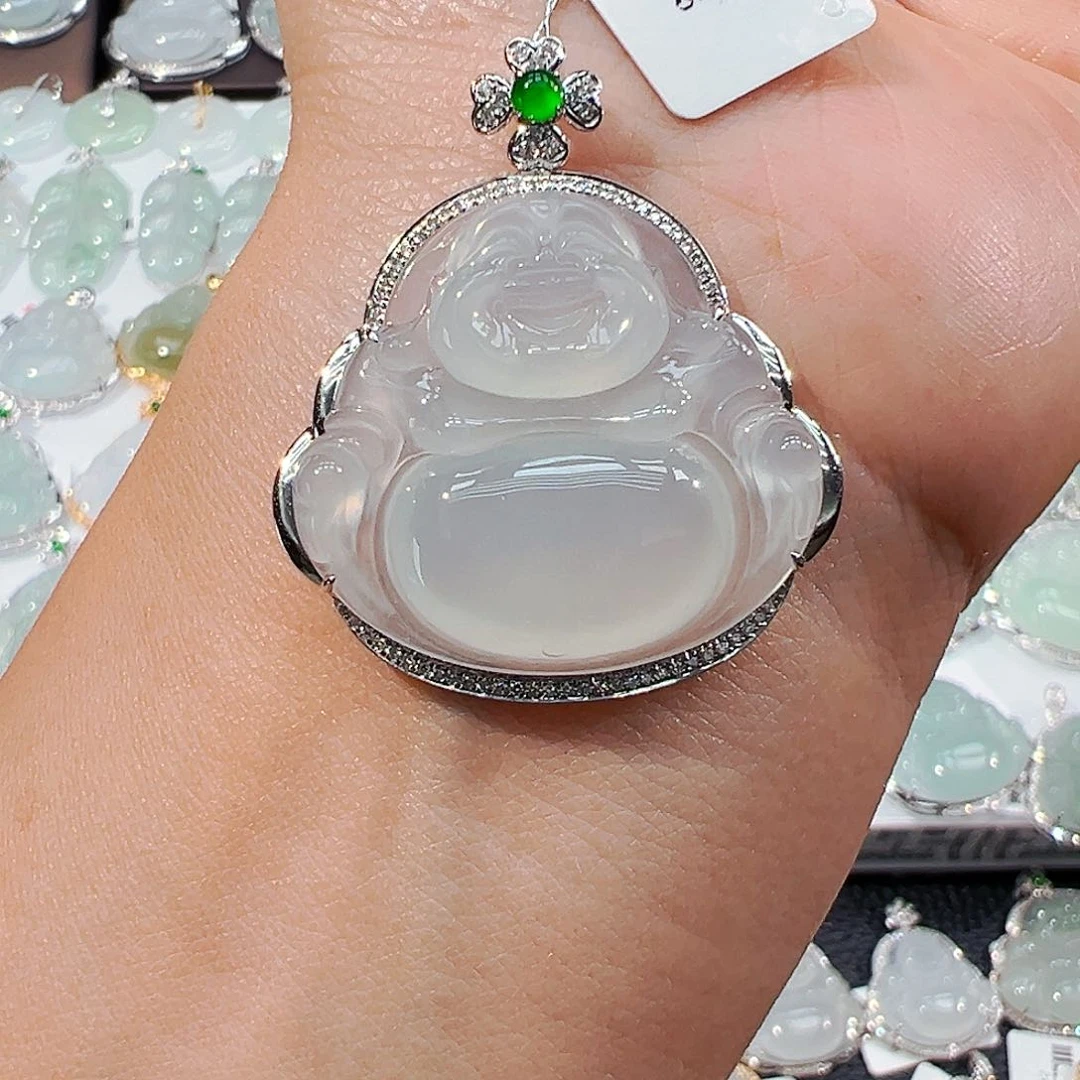 吊坠(不含链)18K金镶嵌翡翠佛公