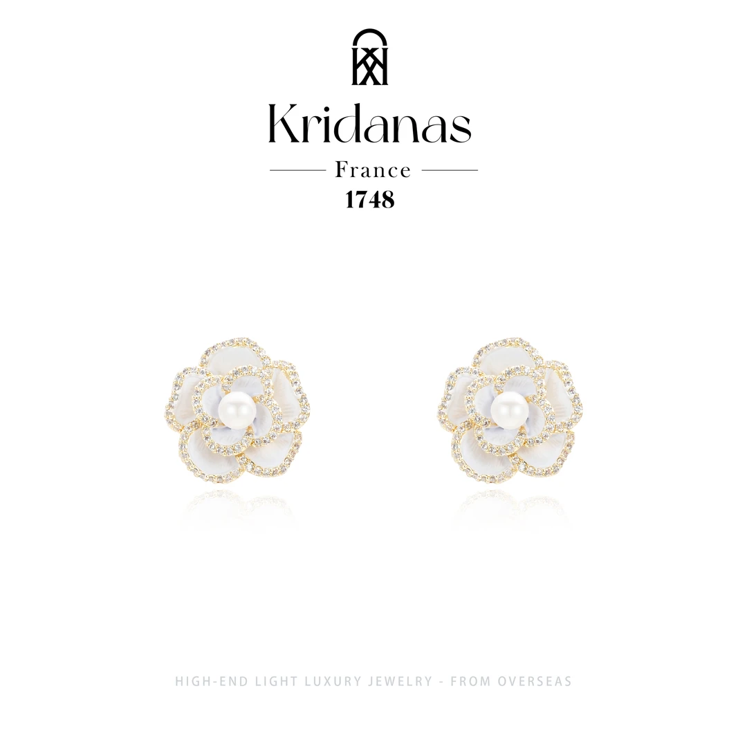 镀k金【山茶香调】Kridanas法式轻奢耳钉F1814