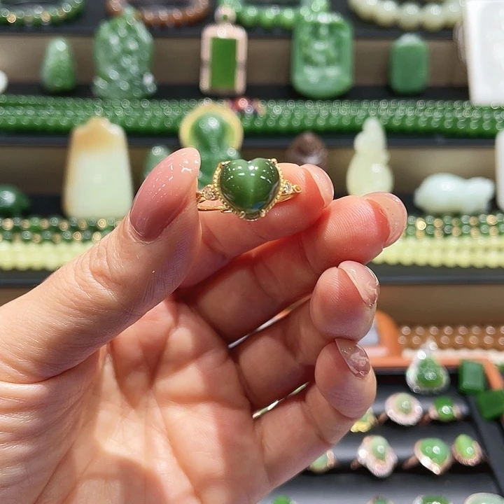 和田玉银S925镶嵌戒指