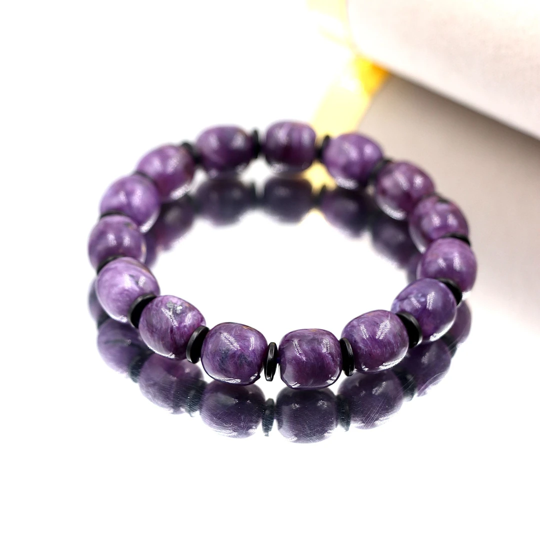 天然龙鳞纹紫龙晶查罗石手串J3598-尺寸约11mm-多样性发一