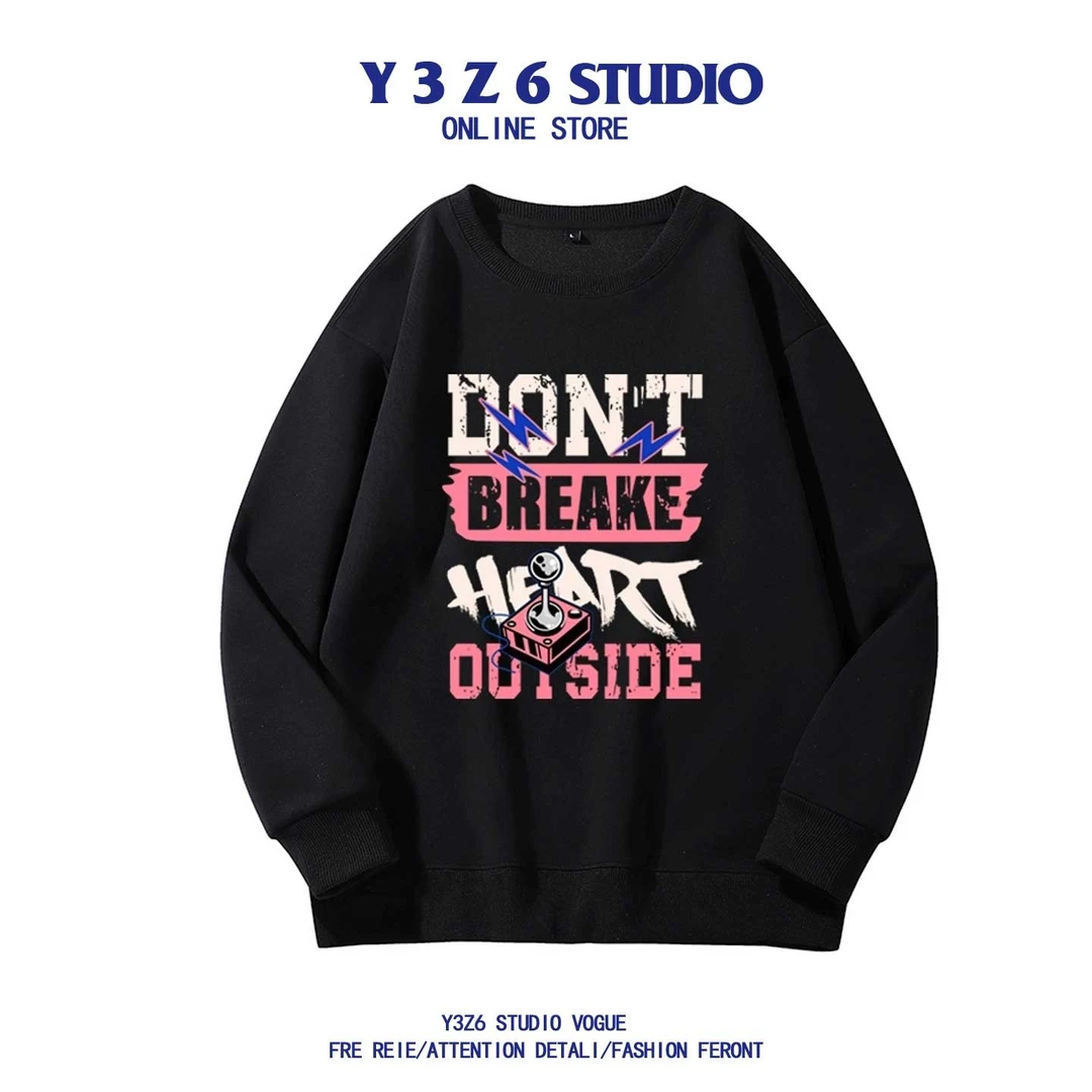 Y3Z6 2025卫衣男加绒加厚秋冬保暖长袖打底衫宽松情侣外套T恤