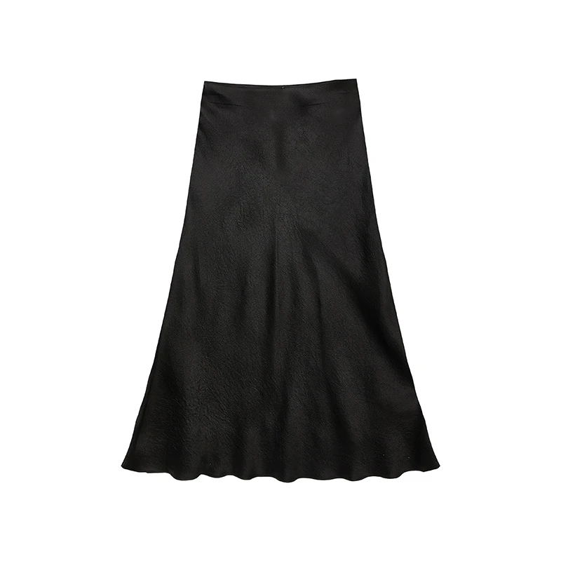 【九月专属】优雅垂感黑色长款W5044